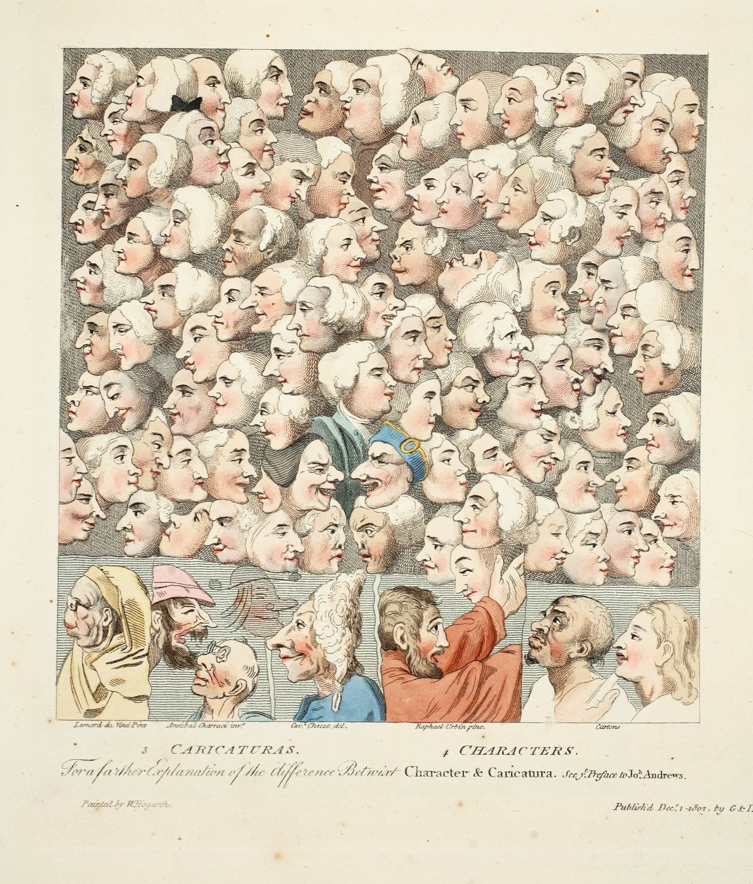 Personnages et caricatures, publié en avril 1743, illustration de 