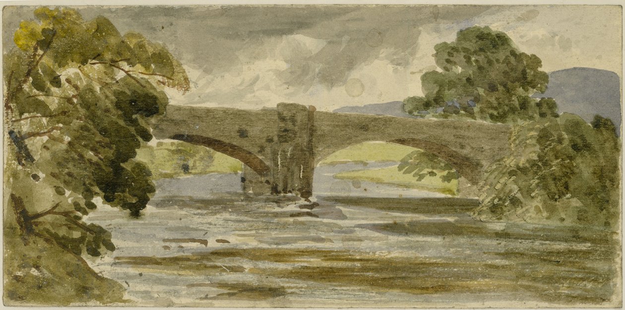Paysage avec pont et arbres - William James Muller