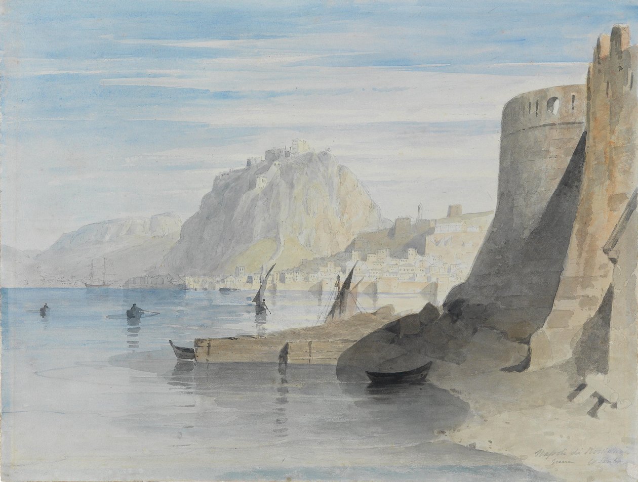Vue sur le port de Nauplie, intitulé Napoli di Romania, Grèce - William Linton