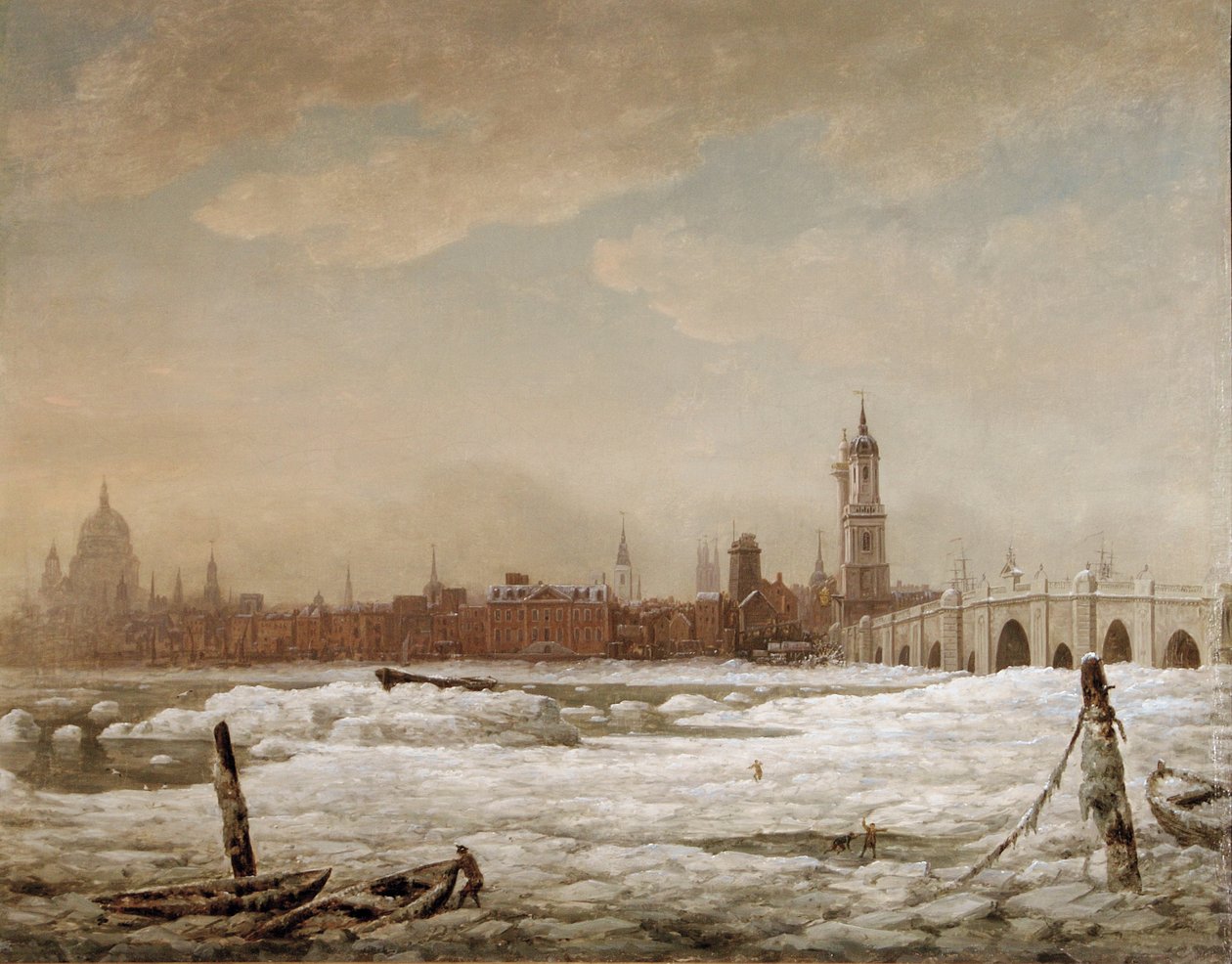 Pont de Londres pendant le grand gel de 1776, 1776 - William Marlow
