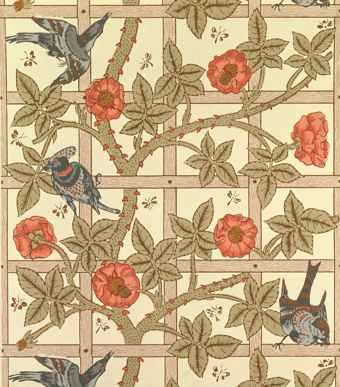 Conception de papier peint à treillis bleu et orange, 1864 - William Morris