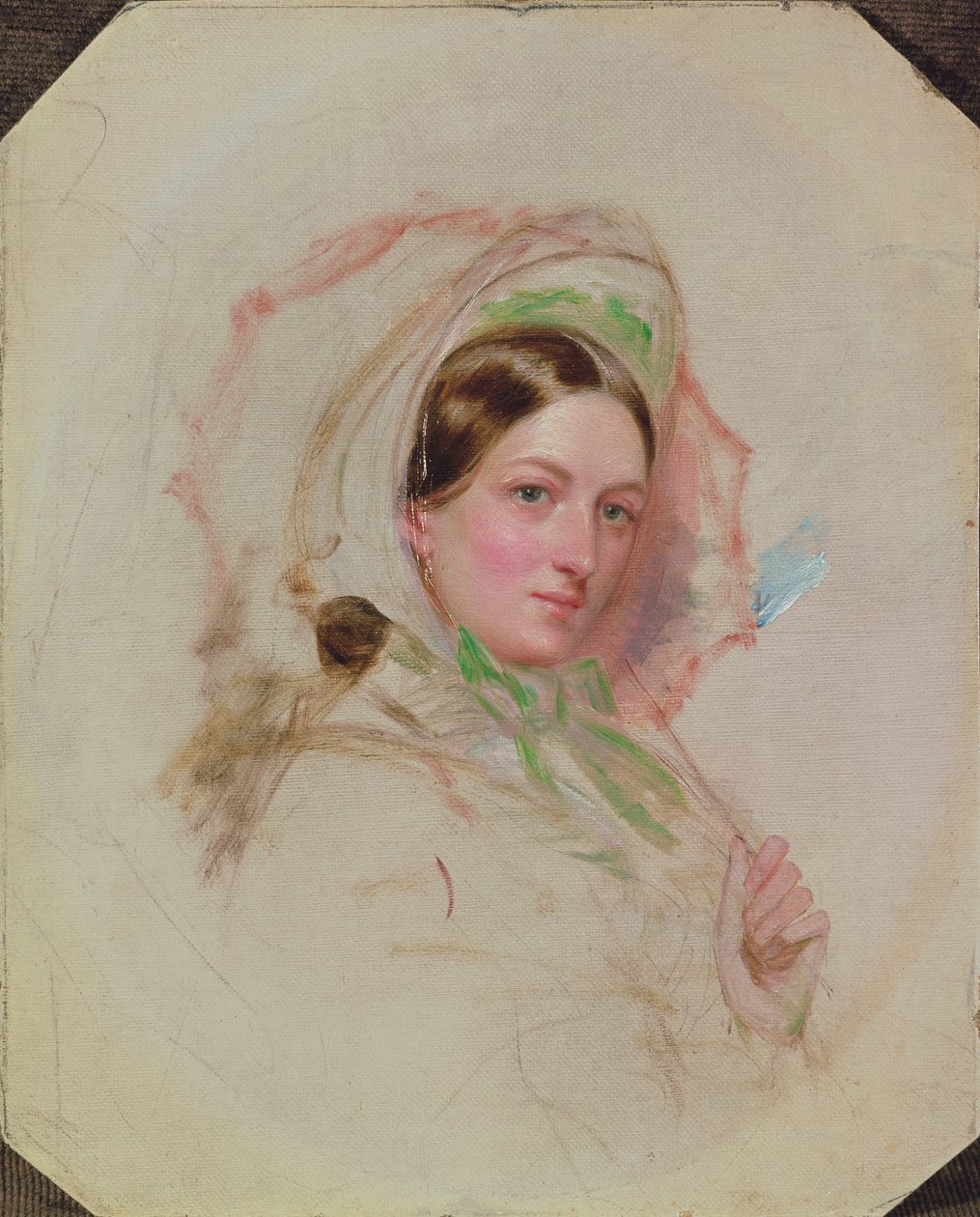 Dame avec un parasol (étude pour Derby Day) - William Powell Frith