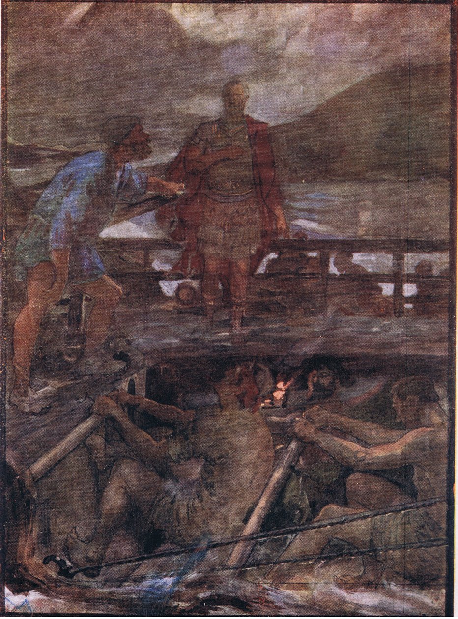 César et le pilote, de Vies de Plutarque publié par T C & E C Jack Ltd, années 1920 - William Rainey