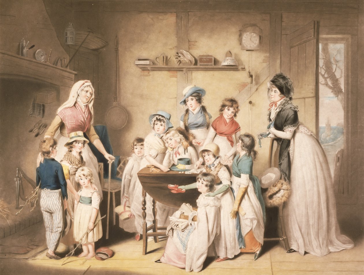 Les orphelins du marin, ou La souscription des jeunes dames, gravé par William Ward (1766-1826), publié en 1800 - William Redmore Bigg