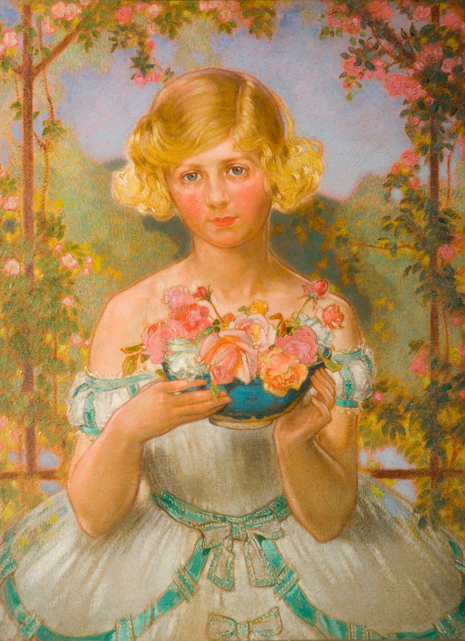 Jane avec un bol de roses - William Shackleton
