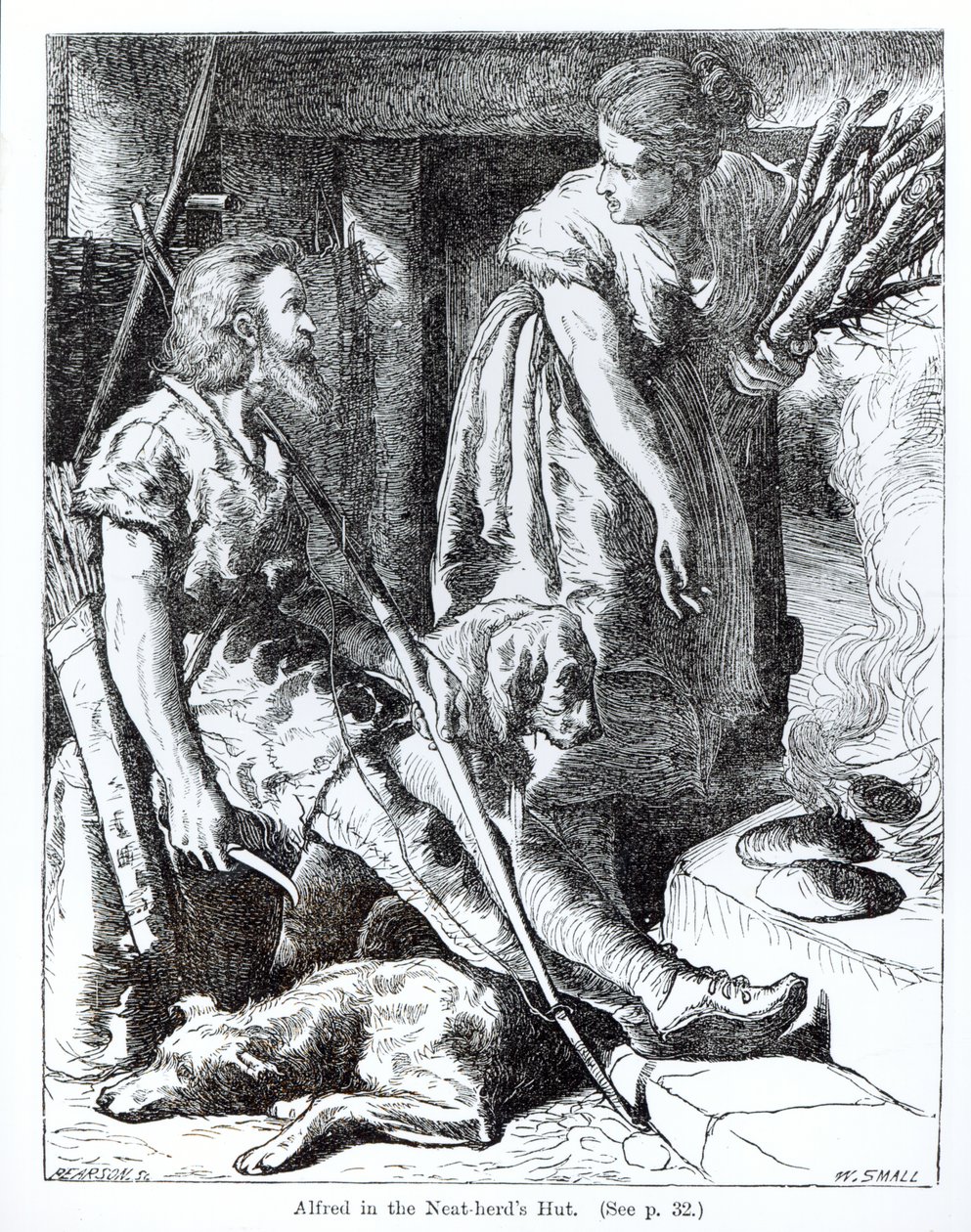 Alfred (849-99) dans la hutte du vacher, gravé par Pearson - William Small