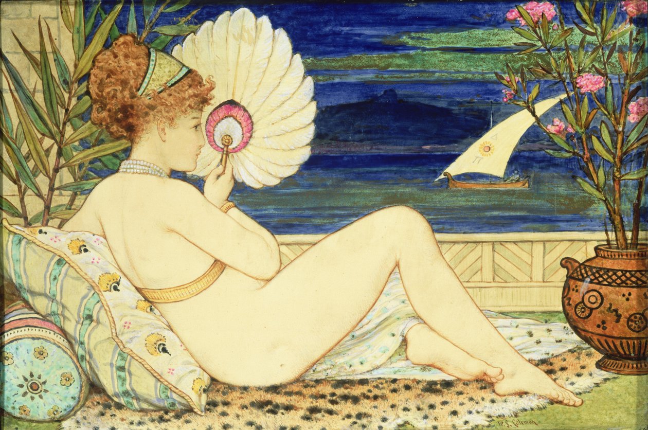 Femme avec un éventail, Minton Art Pottery, c.1872 - William Stephen Coleman