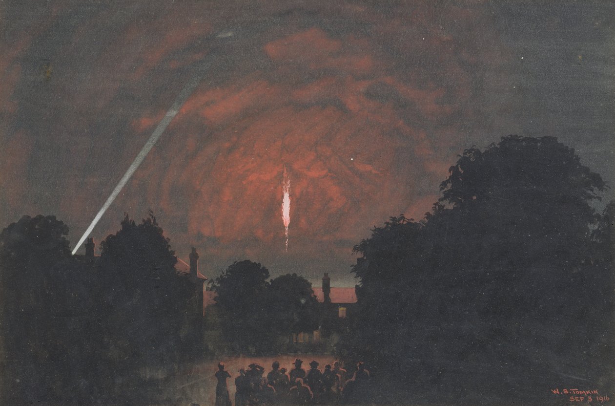 Le Zeppelin qui est tombé à Cuffley, 1916 - William Stephen Tomkin