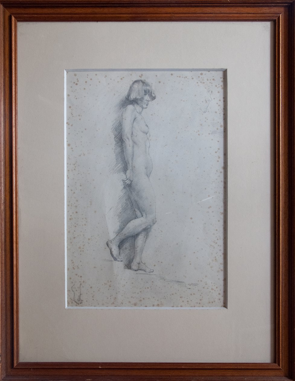Nu, vue de profil en pied, pied droit levé - William Strang