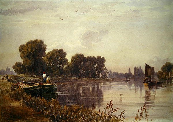Paysage avec rivière - William  Evans