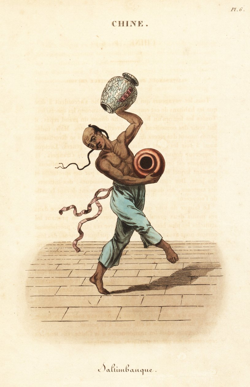 Jongleur chinois dansant et jonglant avec deux grands vases - William (after) Alexander