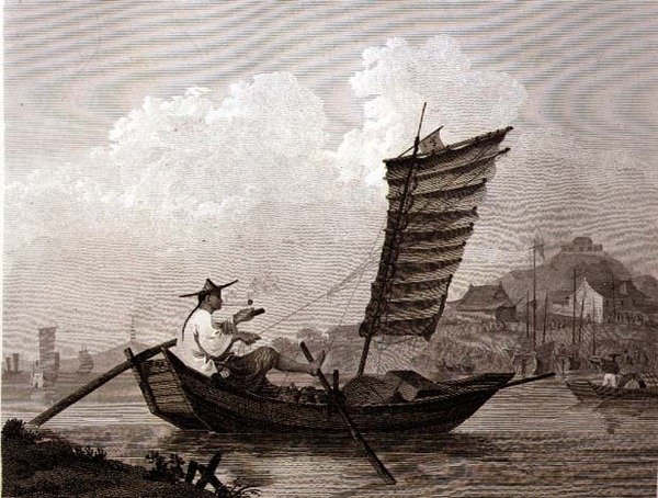 Économie de Temps et de Travail Exemplifiée par un Batelier Chinois, gravé par Thomas Medland (1755-1823) publié par G. Nicol - William (after) Alexander
