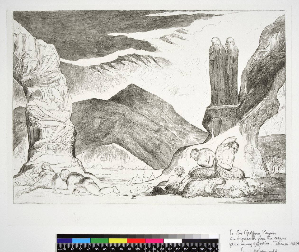 Le Cercle des Falsificateurs : Dante et Virgile se couvrant le nez à cause de la puanteur, Enfer, Chant XXIX, illustration de la 
