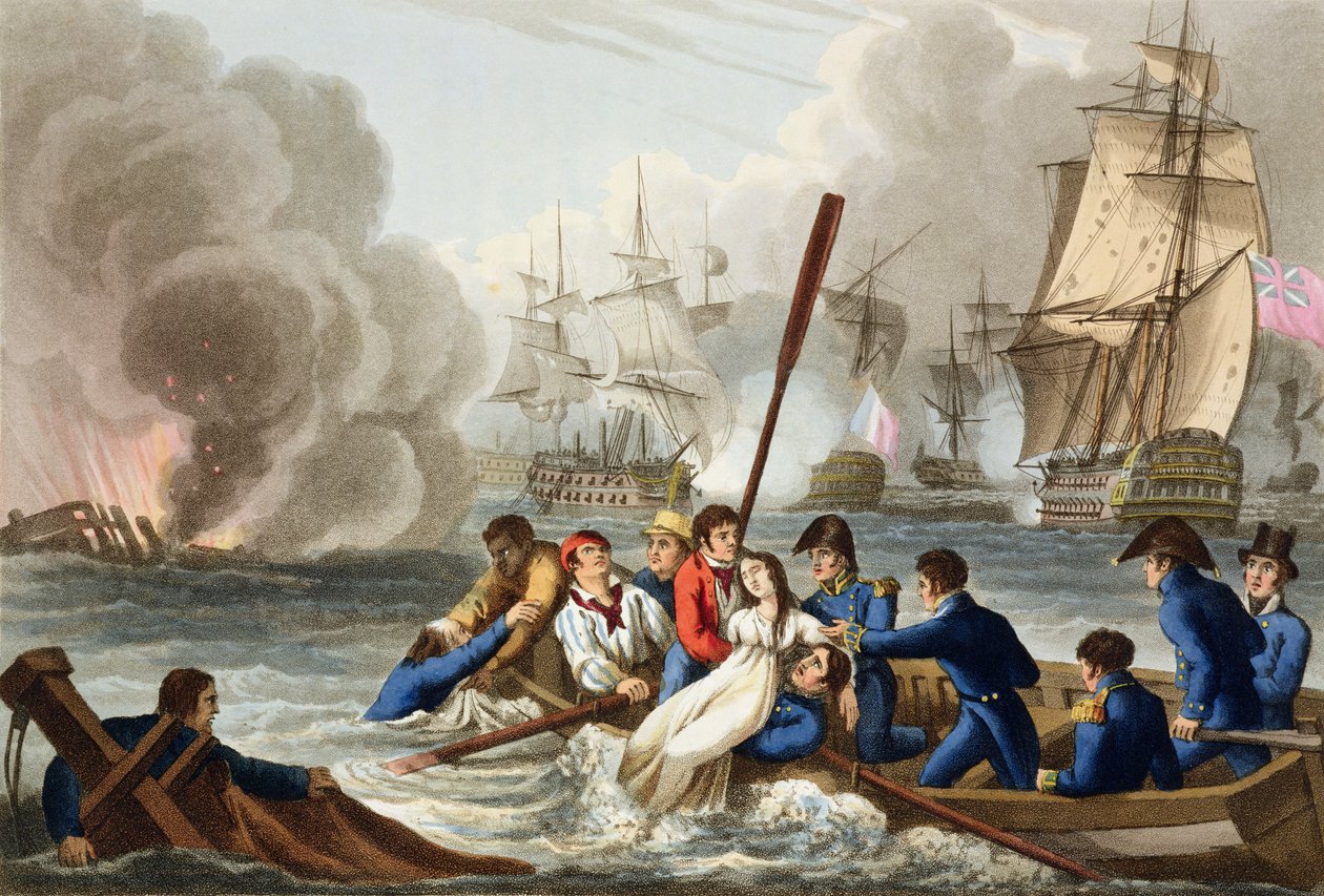 Anecdote à la bataille de Trafalgar, gravée par Matthew Dubourg de 