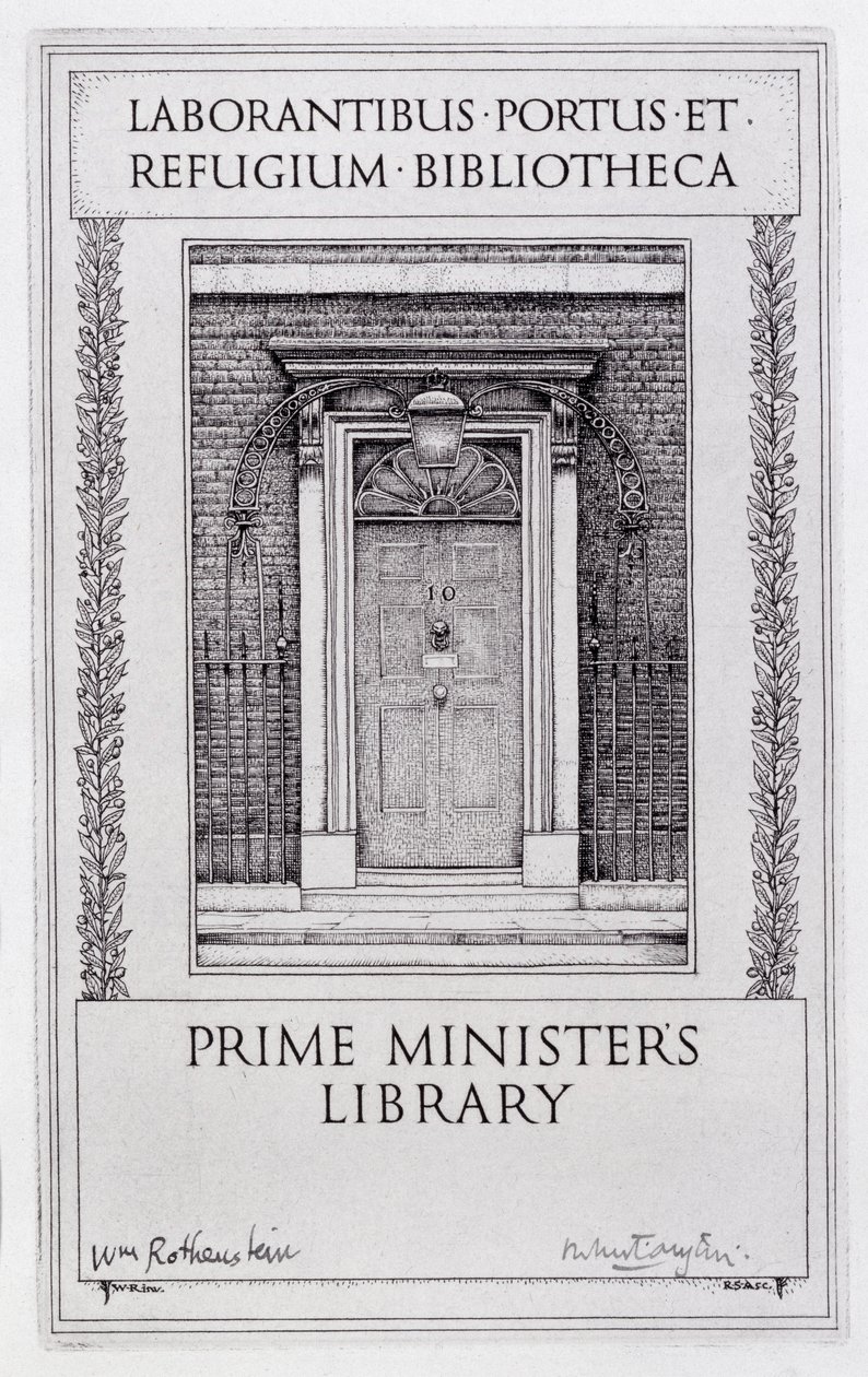 Ex-libris pour la bibliothèque du Premier Ministre, gravé par Robert Sargent Austin - William (after) Rothenstein