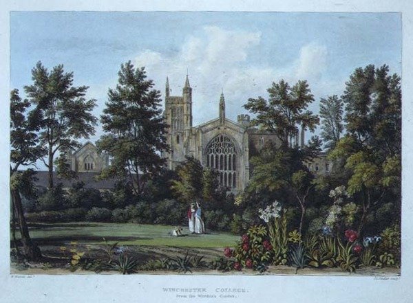 Collège de Winchester depuis le jardin du Warden, de 