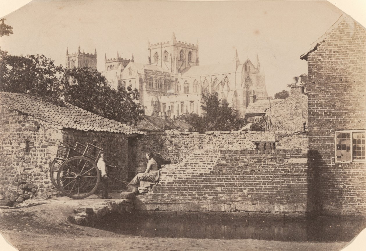 Cathédrale de Ripon vue du sud-est, près de la rivière Skell, v. 1855 (photo) - William A. Pumphrey