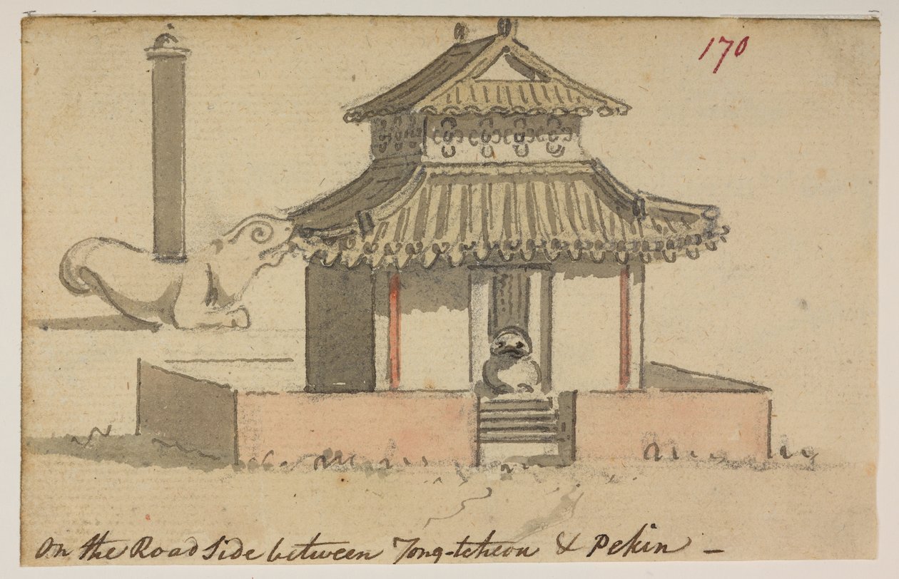 Temple sur le bord de la route entre Tong-tcheon et Pékin, de l