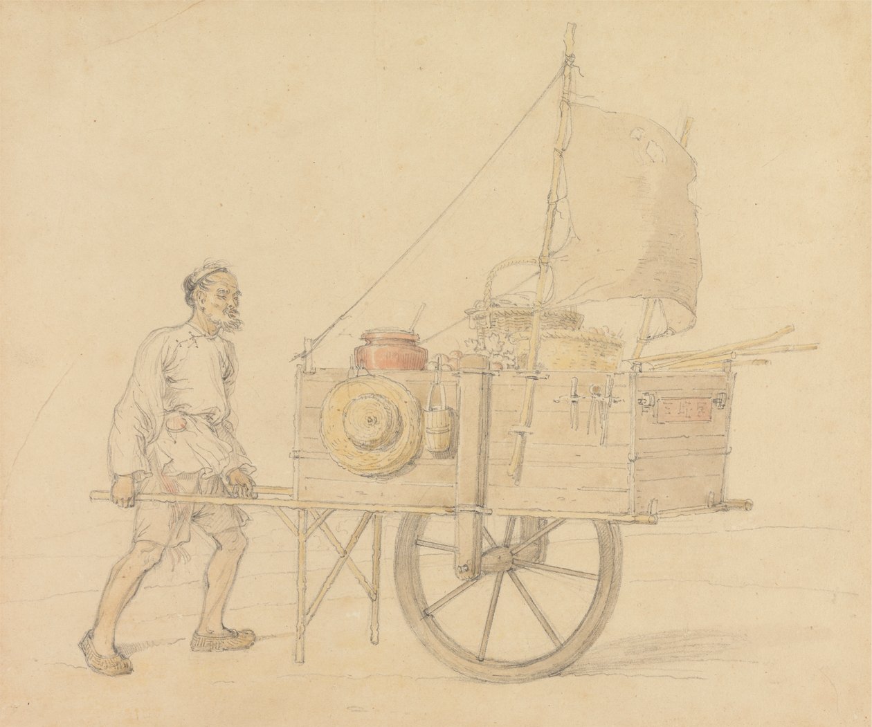 Porteur Chinois avec sa Brouette à Voile - William Alexander