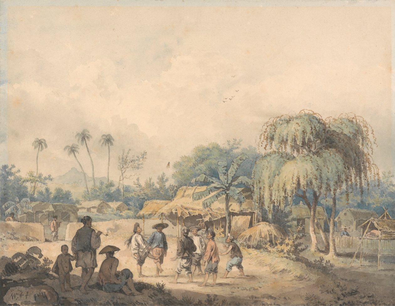 Autochtones de Cochin jouant au volant en Chine - William Alexander