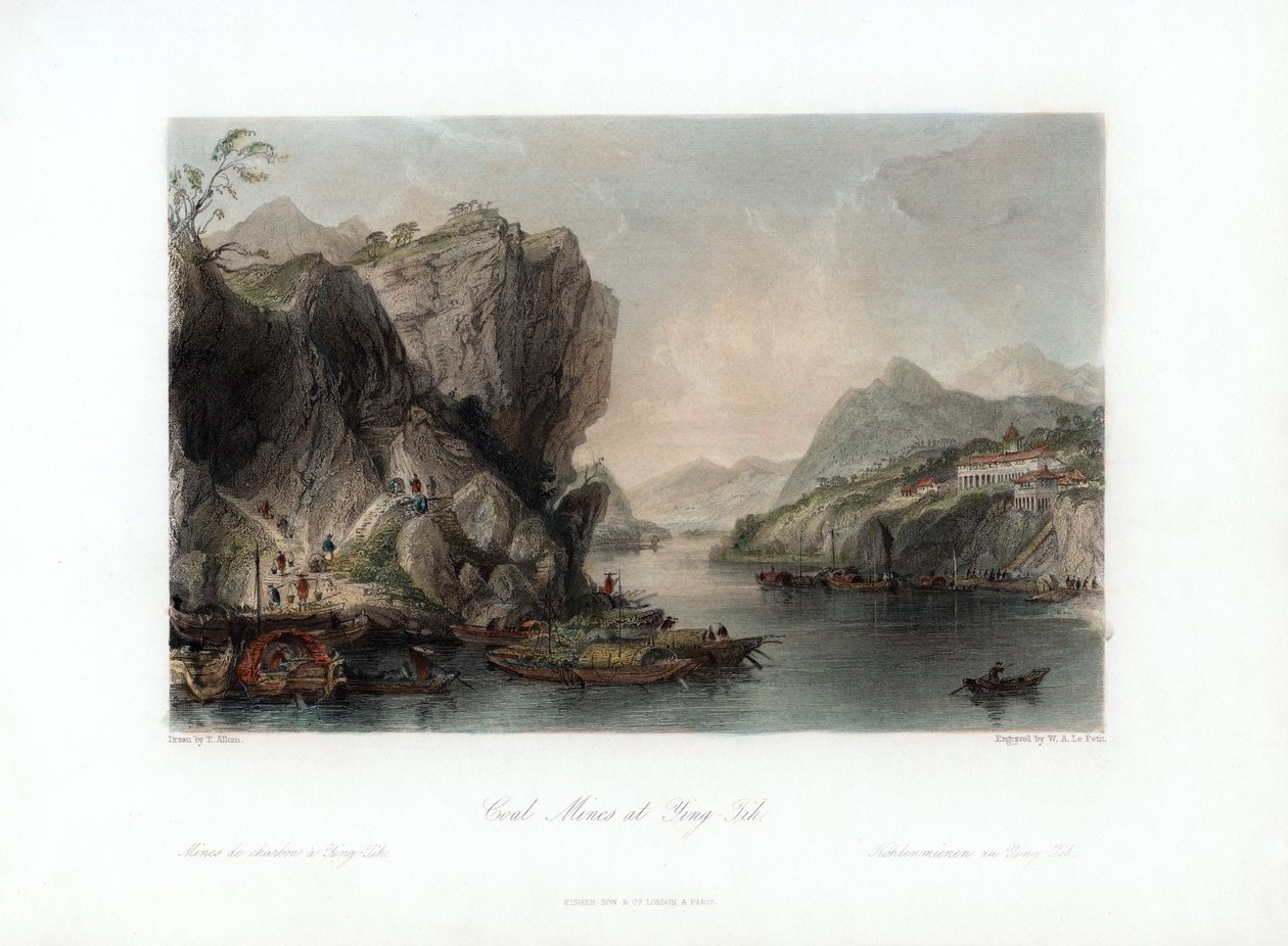 Mines de charbon à Ying-Tih, Chine, vers 1840 - William Alexander Le Petit