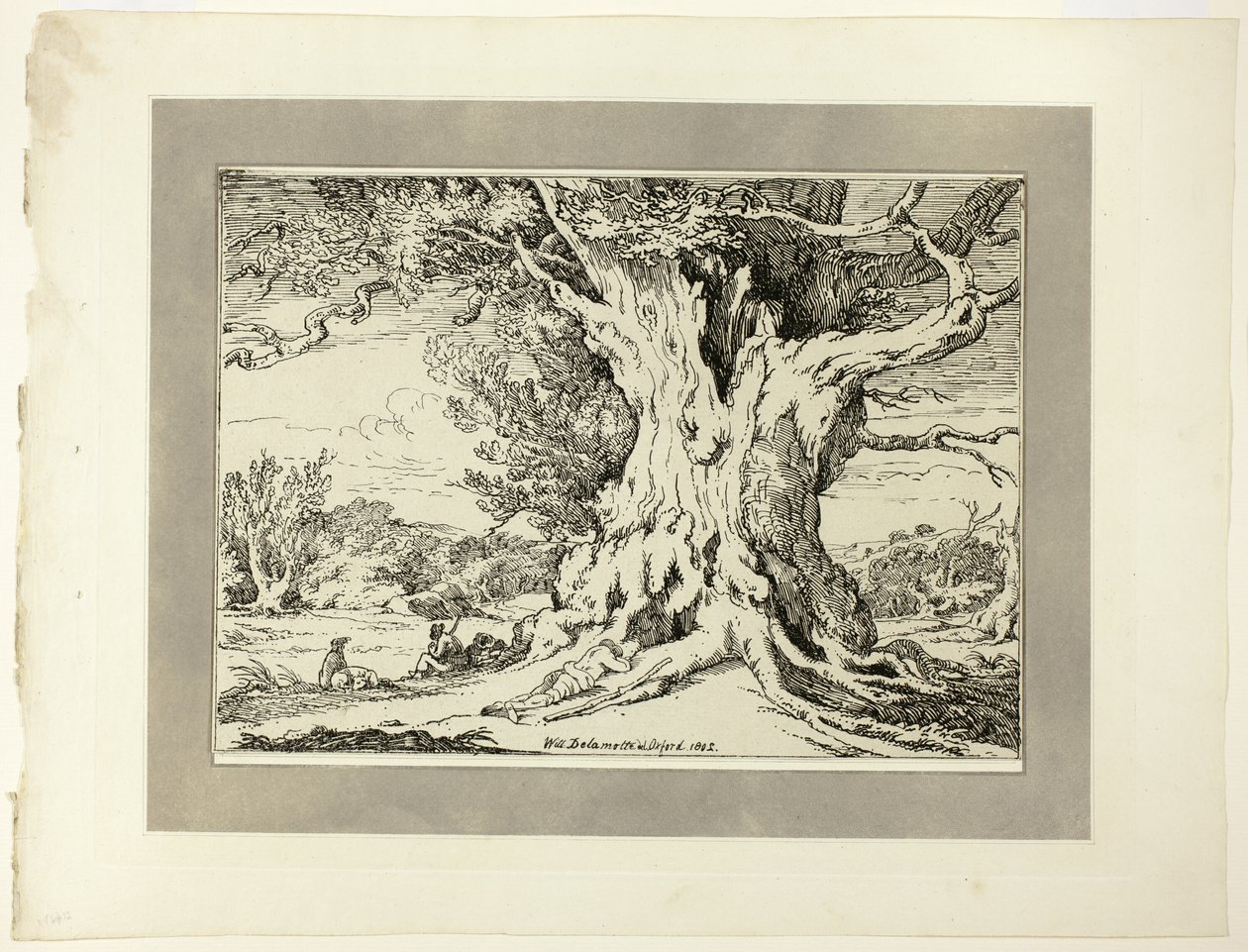 Repos, Hommes et Chiens Sous un Grand Arbre, du premier numéro de Spécimens de Polyautographie - William Alfred Delamotte