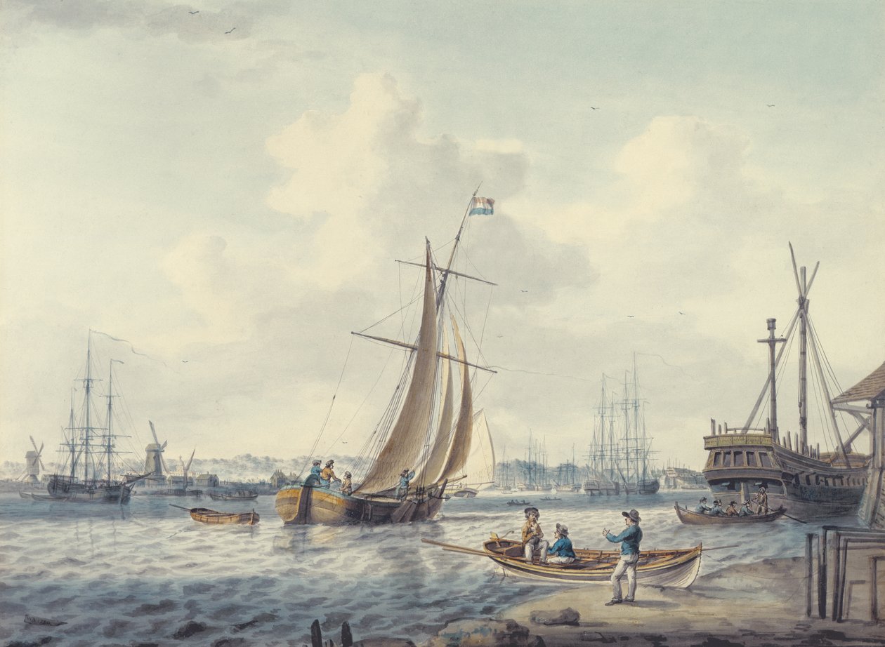 Vue de Greenwich et Deptford montrant le Royal Naval College et le Royal Dockyard, 1789 - William Anderson