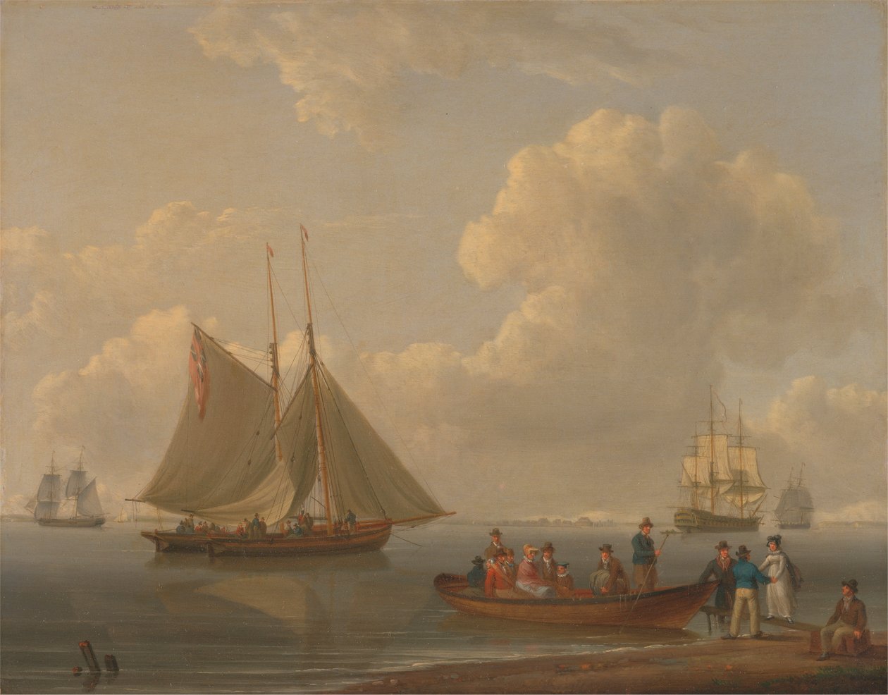 Un wherry emmenant des passagers vers deux paquebots ancrés - William Anderson