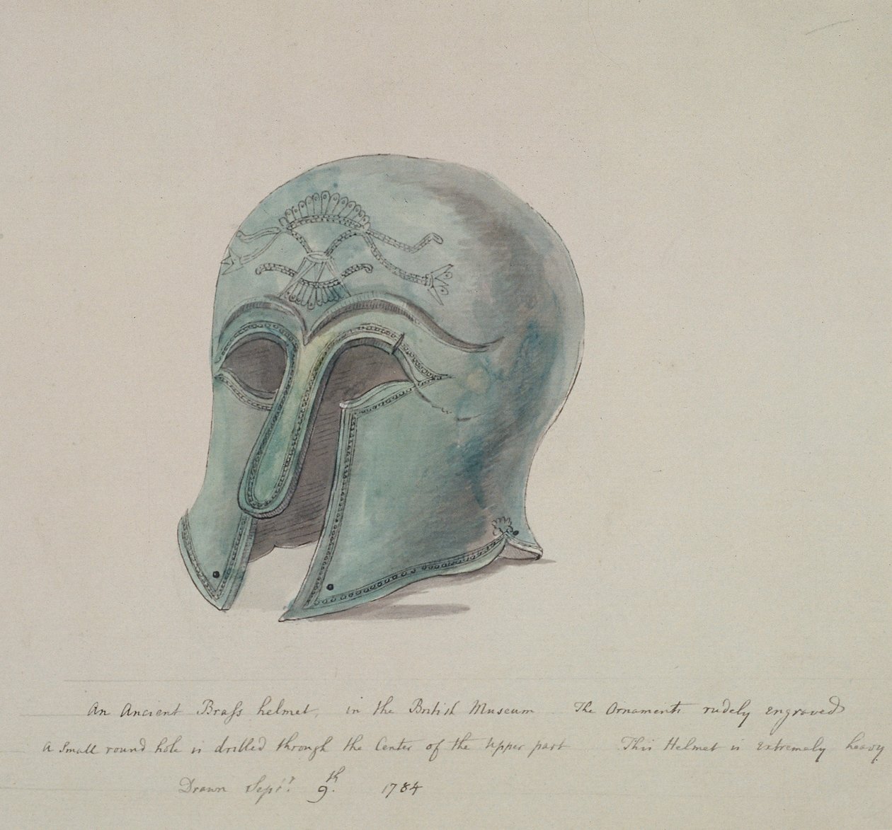 Ancien casque en laiton du British Museum, Holborn, Londres, 1784 - William Angus