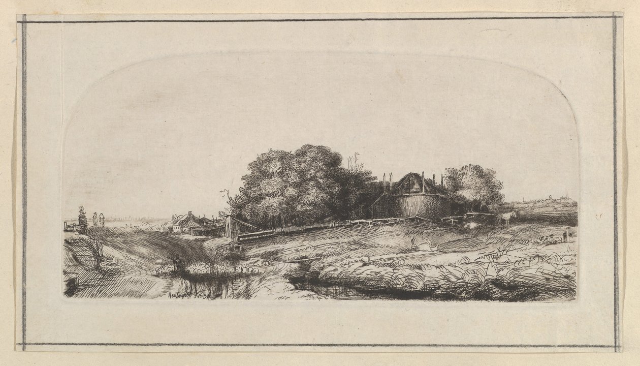 Paysage avec une grange à foin et un troupeau de moutons (copie) - William Baillie