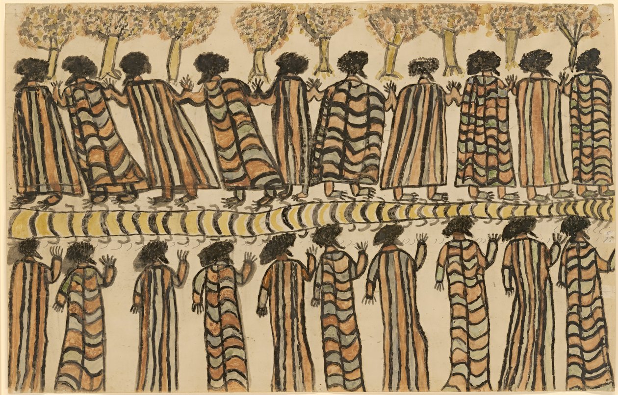 Figures en manteaux de peau de possum - William Barak