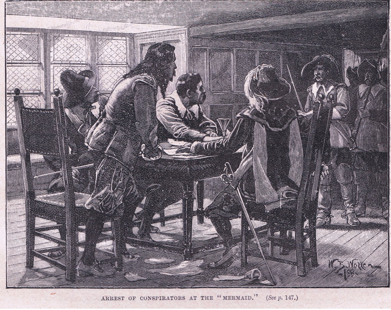 Arrestation des conspirateurs à la Mermaid en 1658 - William Barnes Wollen