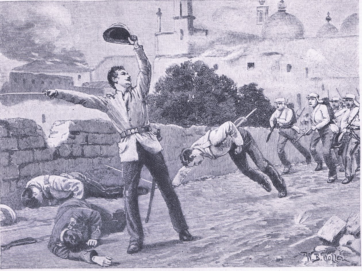Prise du pont Charbagu, Lucknow, 25 septembre 1857, illustration de British Battles on Land and Sea, 1915 - William Barnes Wollen