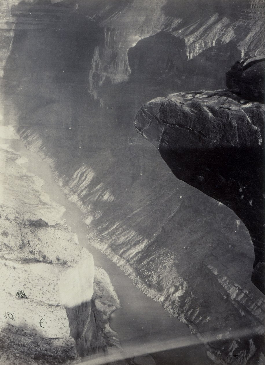 Vue vers le sud sur le Grand Cañon, fleuve Colorado, passage de Sheavwitz - William Bell
