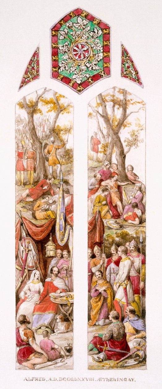 Le roi Alfred à Athelney, Somerset, avec ses partisans, vers 1880 - William Bell and Boyd, Alice Scott