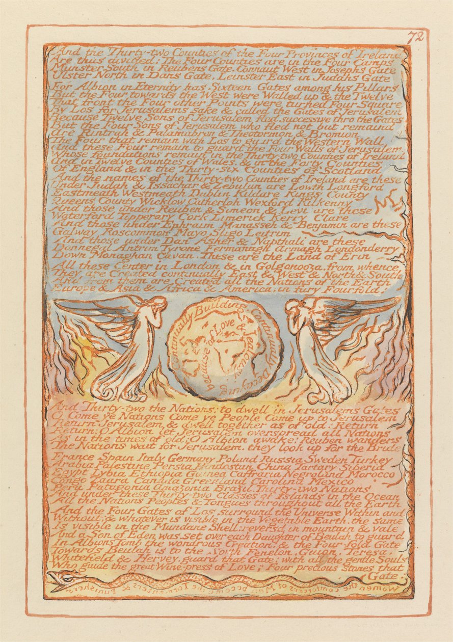 "Und die zweiunddreißig Grafschaften der vier Provinzen Irlands..." (Tafel 72) - William Blake