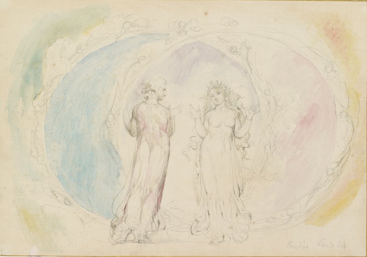 Béatrice et Dante dans les Gémeaux, au milieu des sphères de flammes, 1825-1827 - William Blake