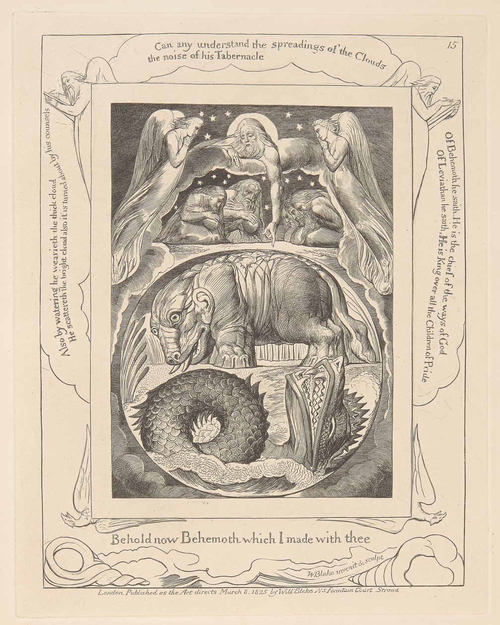 Livre de Job, Planche 15, Béhémoth et Léviathan - William Blake