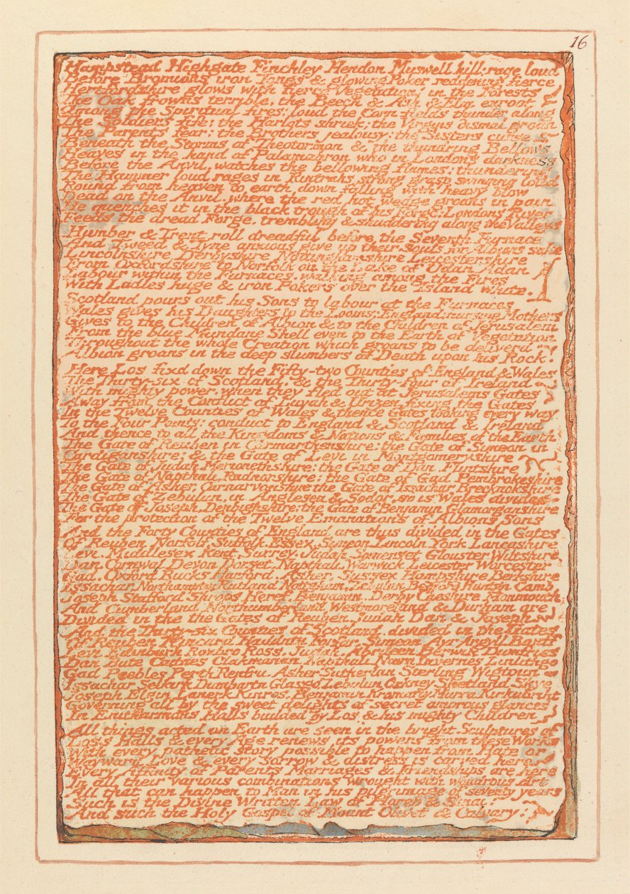"Hampstead Highgate Finchley Hendon Muswell Hill..." (Platte 16) - William Blake