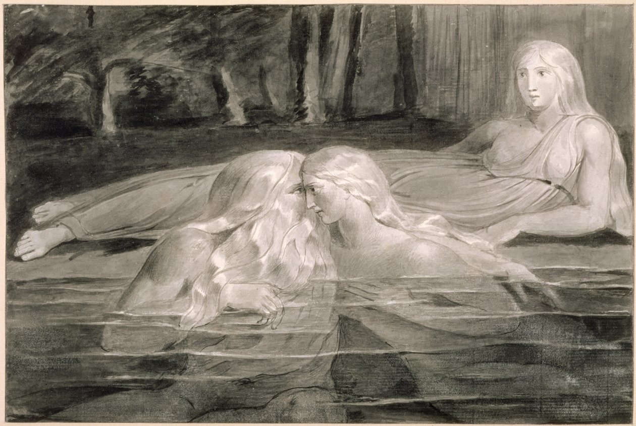 Har et Heva se baignant, Mnetha regardant, vers 1785-89 - William Blake