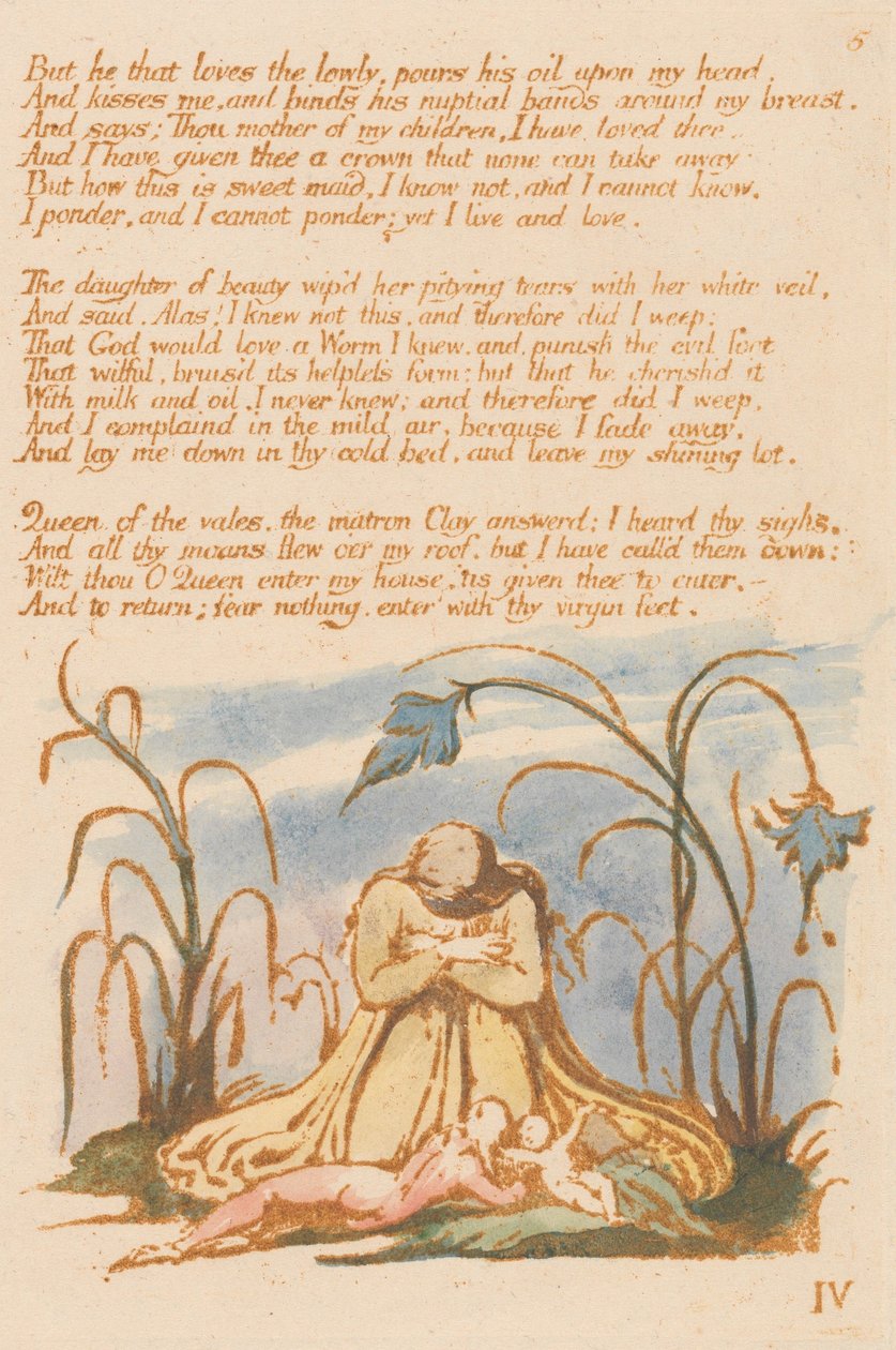 Le Livre de Thel, Planche 7, "Mais celui qui aime les humbles..." - William Blake