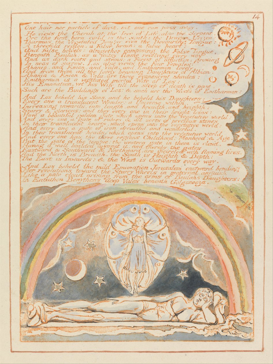 Jérusalem, Planche 14, Un cheveu ni une particule de poussière.... - William Blake