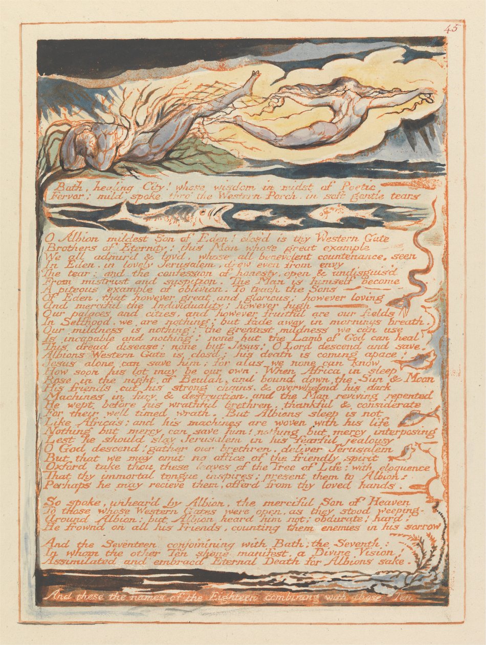 Jérusalem, Planche 45, Bath, Ville Guérisseuse!.... - William Blake