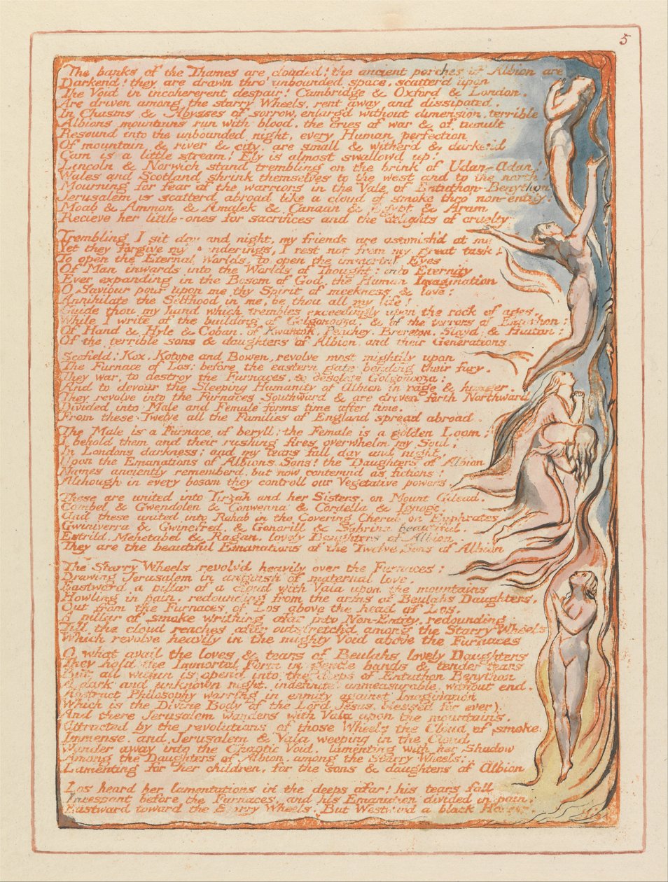 Jérusalem, Planche 5, Les Rives de la Tamise.... - William Blake