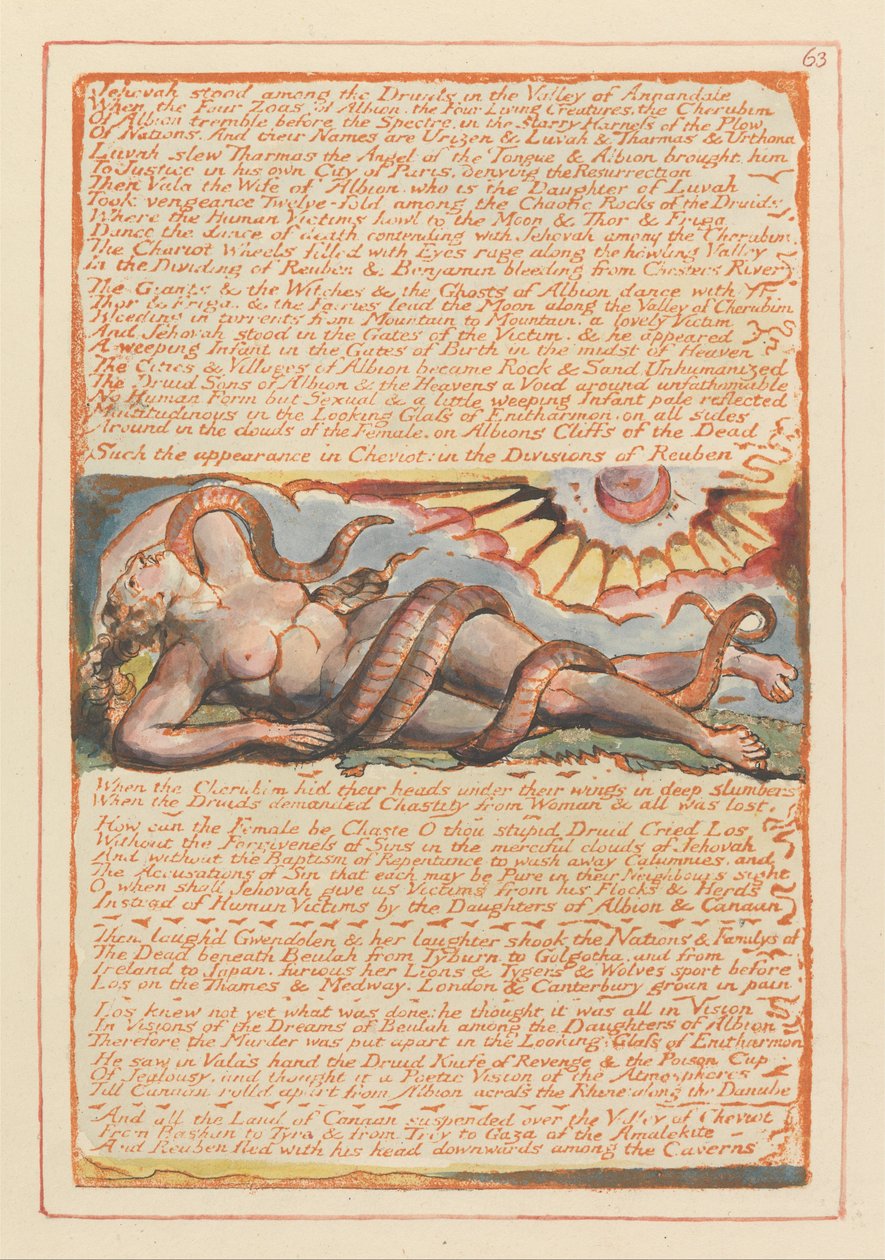 Jérusalem, Planche 63, Jéhovah se tenait parmi les druides.... - William Blake