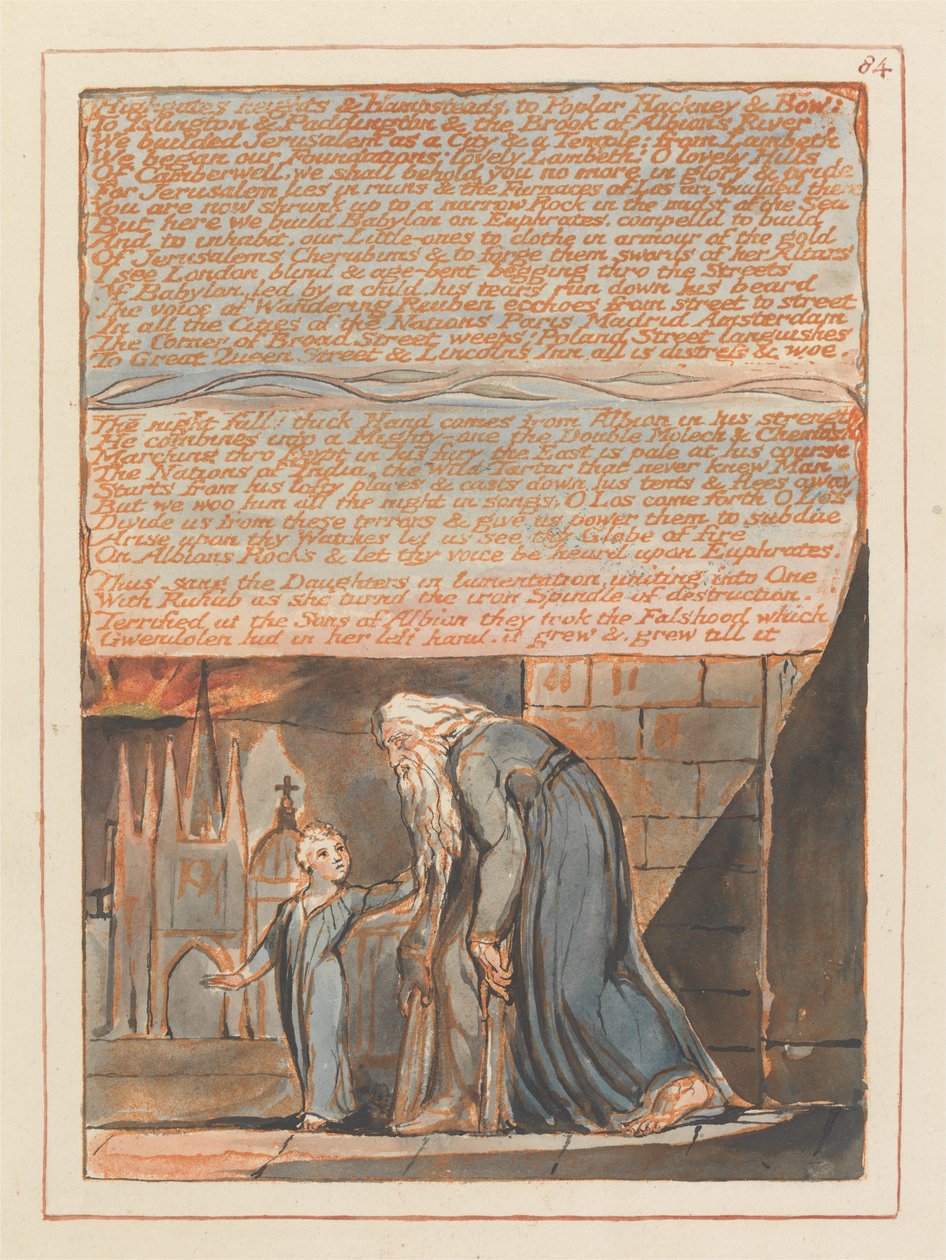 Jérusalem, Planche 84, Les hauteurs de Highgate et Hampstead.... - William Blake