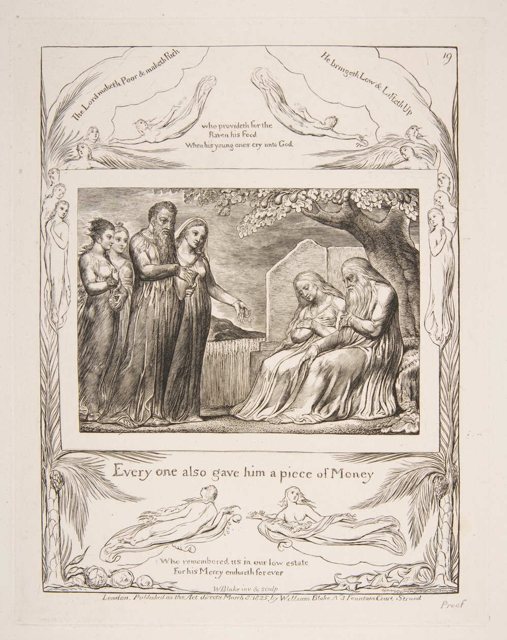 Job acceptant la charité, des Illustrations du Livre de Job, 1825-26 - William Blake