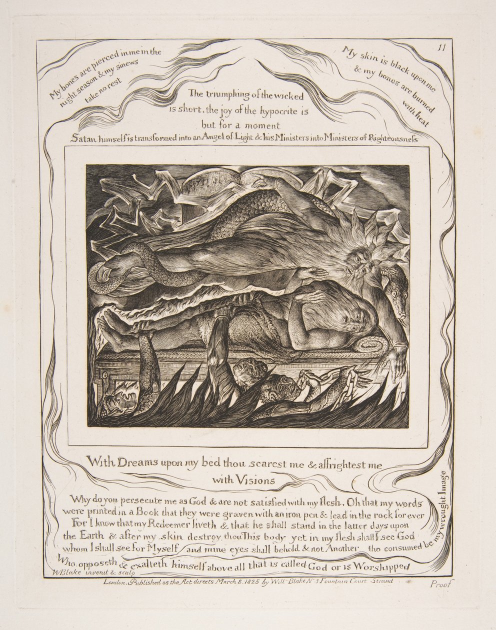 Les Mauvais Rêves de Job, des Illustrations du Livre de Job - William Blake