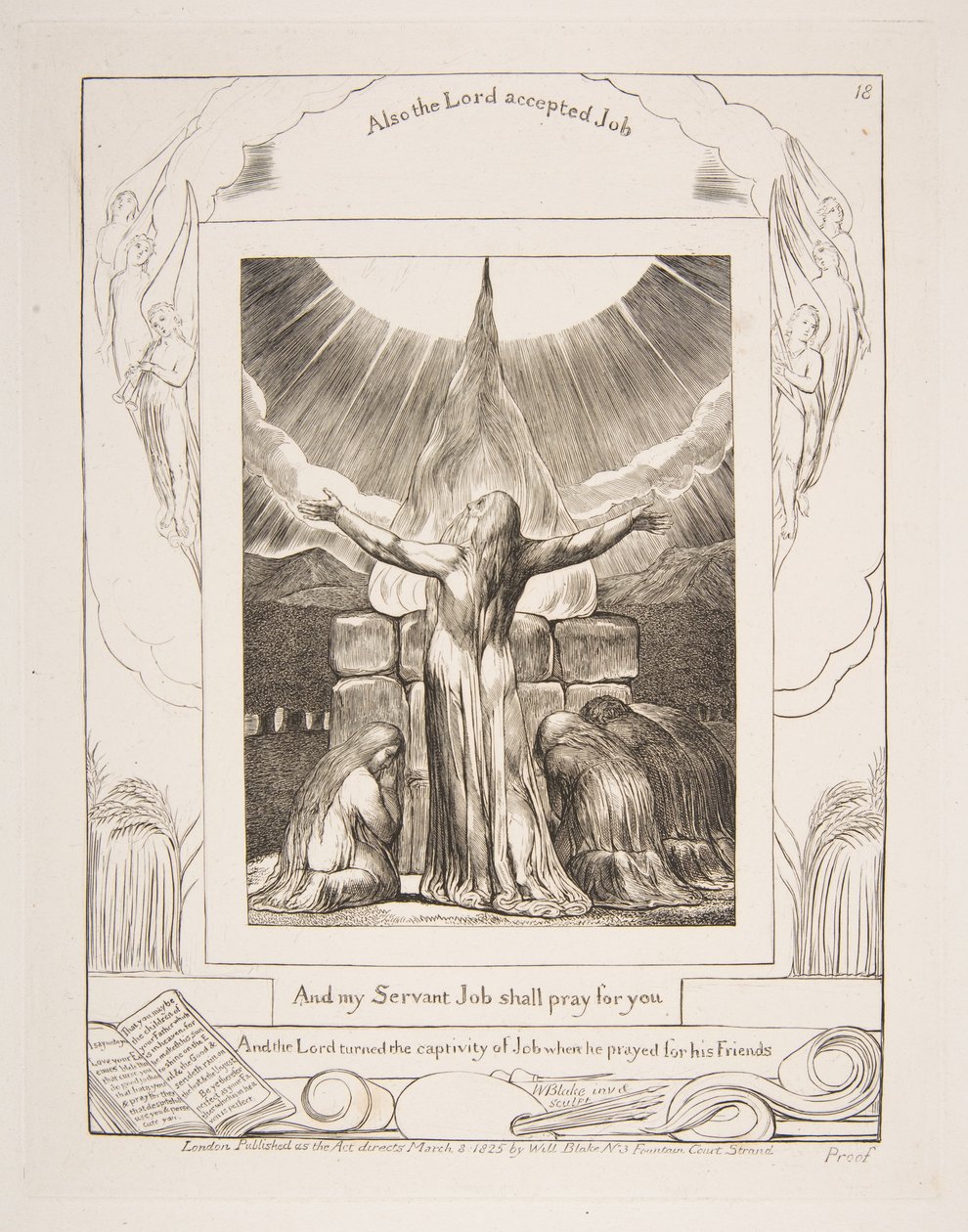 Le sacrifice de Job, des Illustrations du Livre de Job - William Blake