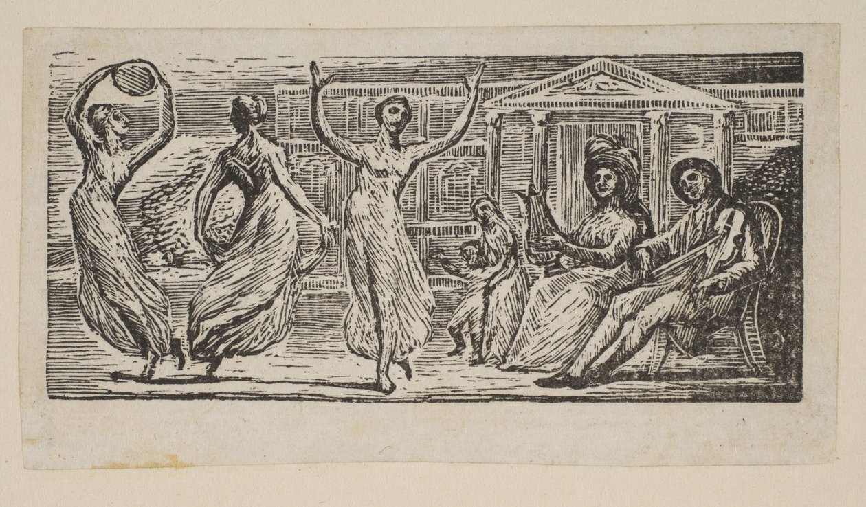 Ménalque regardant les femmes danser, de Pastorales de Virgile de Thornton, 1821 - William Blake